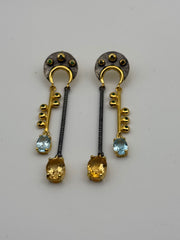 Stunning Blue Topaz & Citrine Dangles!